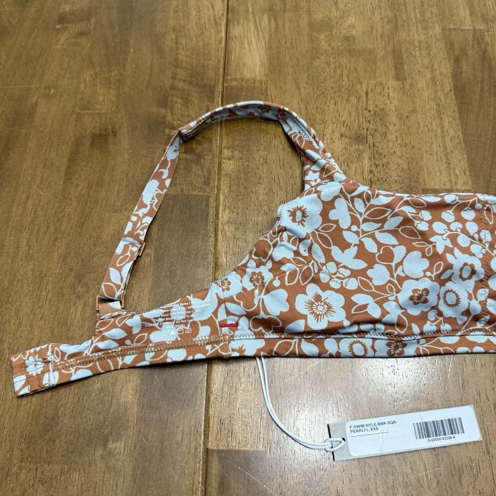 Everlane bikini top women's XXS floral‎ romantic cottage square neck ReNew NEW - Picture 4 of 10